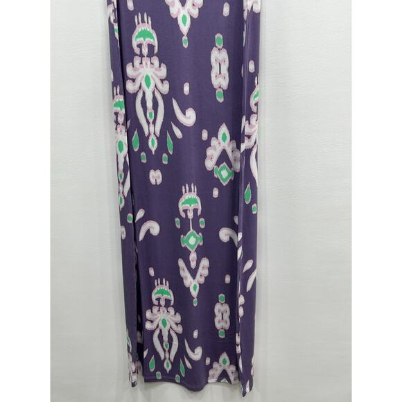 Colleen Lopez Womens Purple Abstract Wide Strap Sleeveless Maxi Dress Size XXS - Picture 3 of 9